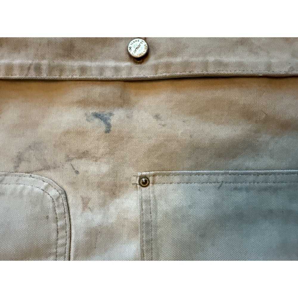 Vintage Carhartt USA Chore Coat Blanket Lined Tan Duck Work Jacket 100 Years Vtg - Picture 10 of 16